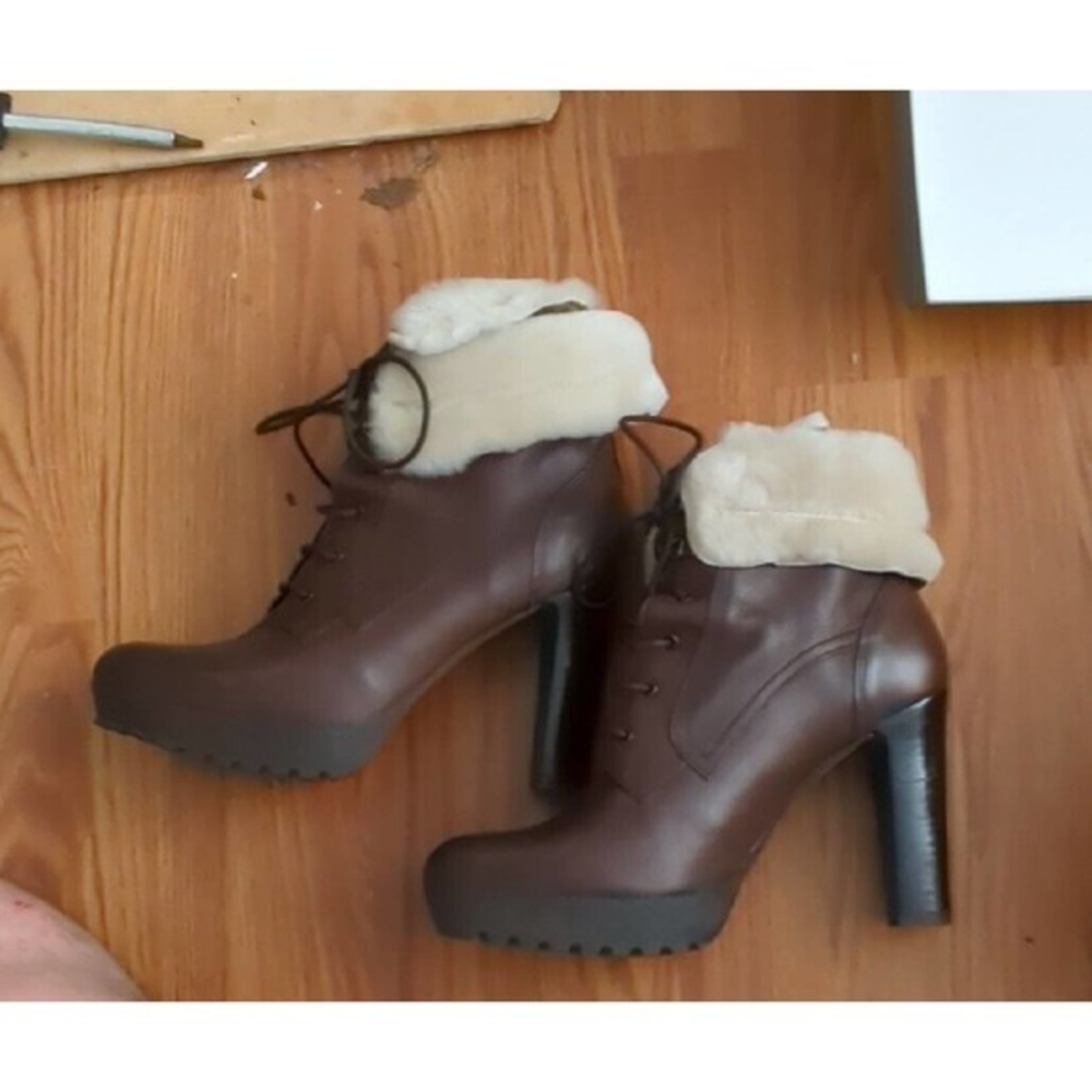 Manas Women’s Warm-Lined Short-Shaft‎ Boots in Brown - Size 7 US 38 Heel